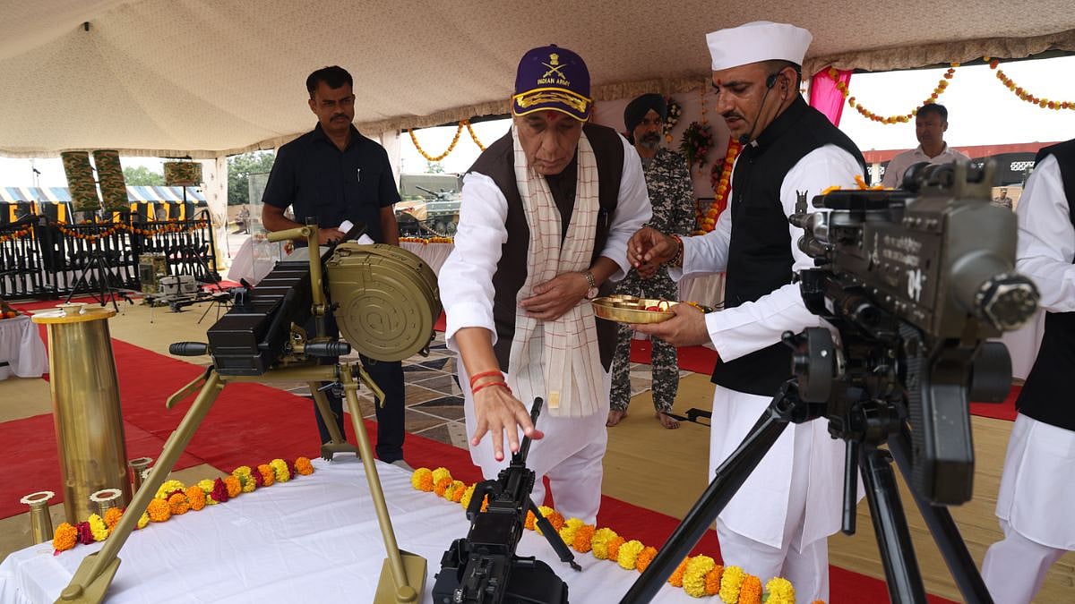 Defence Minister Rajnath Singh Performs Shastra Pujan At Bhuj Military Base, Highlights Success Of L-70 AD Gun In Operation Sindoor