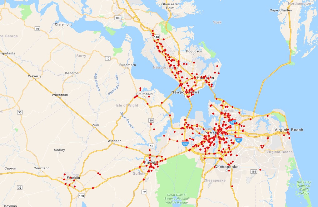 More than 600 Flock camera locations in Hampton Roads are public for the first time. See the map.